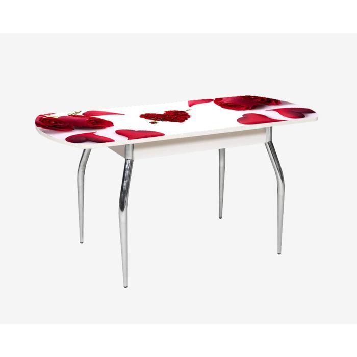 Стол раздвижной «Грация», 1100(1450) × 700 × 750 мм, глянец, хром, цвет белый / розы комплект вегас new стол 1100 1450 × 700 × 750 мм 4 стула цвет венге