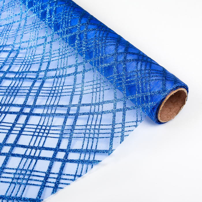 Органза "Геометрия", синий, 0,48 х 4,5 м
