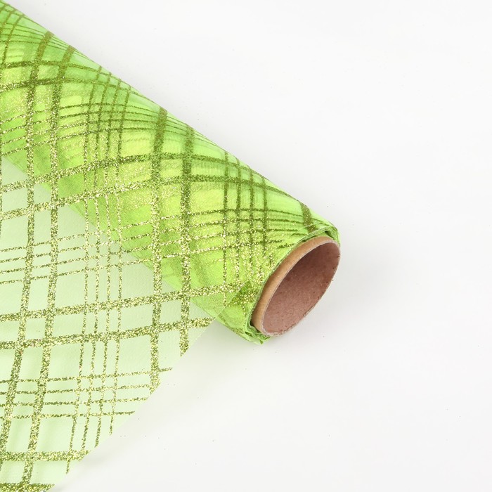 Органза "Геометрия", салатовый, 0,48 х 4,5 м