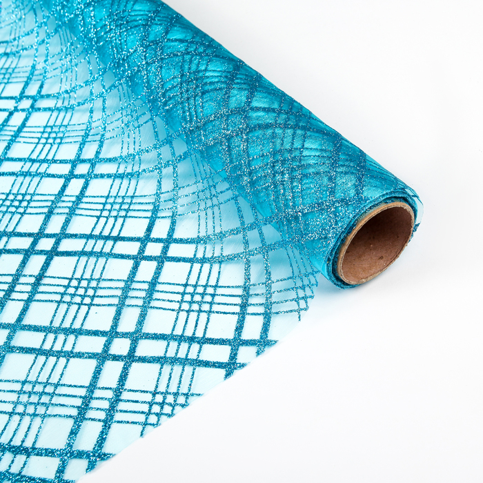 Органза "Геометрия", морская волна, 0,48 х 4,5 м