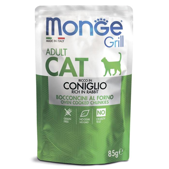 Влажный корм Monge Cat Grill для кошек из кролика пауч 85 г 91₽