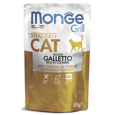 Влажный корм Monge Cat Grill для стерилизованных кошек, с курицей, пауч, 85 г