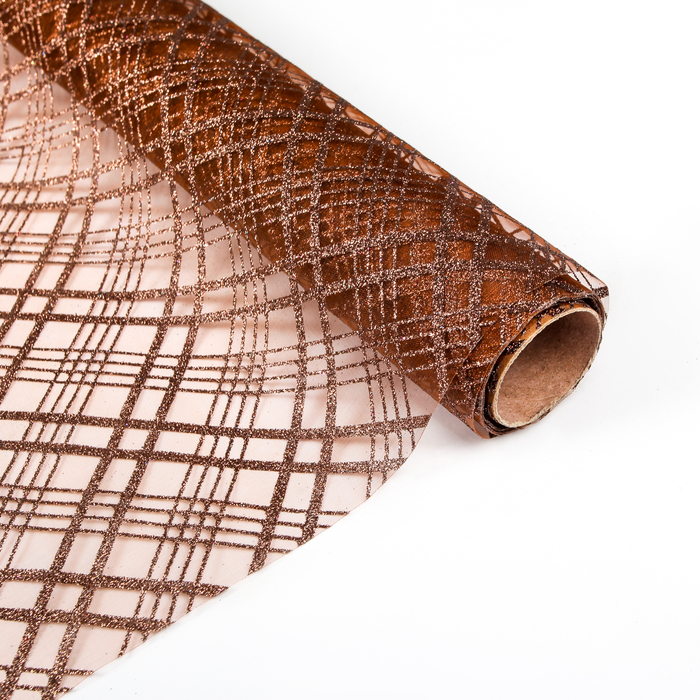 Органза "Геометрия", кофейный, 0,48 х 4,5 м