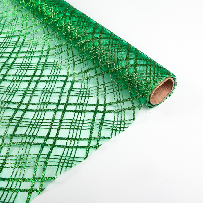 Органза "Геометрия", зелёный, 0,48 х 4,5 м