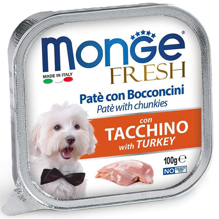 Влажный корм Monge Dog Fresh для собак с индейкой консервы 100 г 95₽