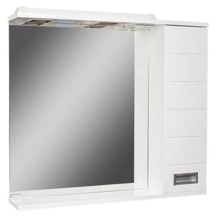 Зеркало шкаф для ванной комнаты Домино Cube 80, с подсветкой, правый зеркало шкаф домино аврора 80 с подсветкой