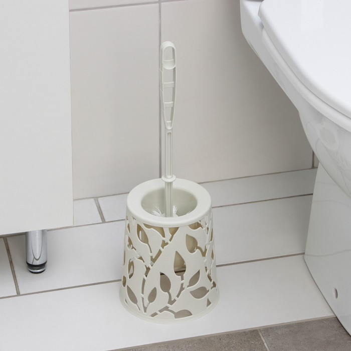 Ёрш для туалета «Флора», 14×41×41 см, цвет белый