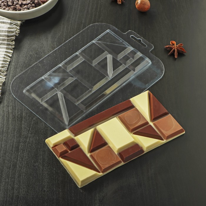 Форма для шоколада и конфет «Плитка Экстравагант», 17×8,5×1 см, цвет прозрачный форма силиконовая для шоколада плитка мелкие дольки 26×17×1 см 6 ячеек цвет микс