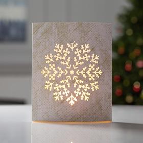 Светодиодная фигура «Снежинка» 13 × 16 × 5 см, картон, батарейка ААх2 (не в комплекте), свечение тёплое белое