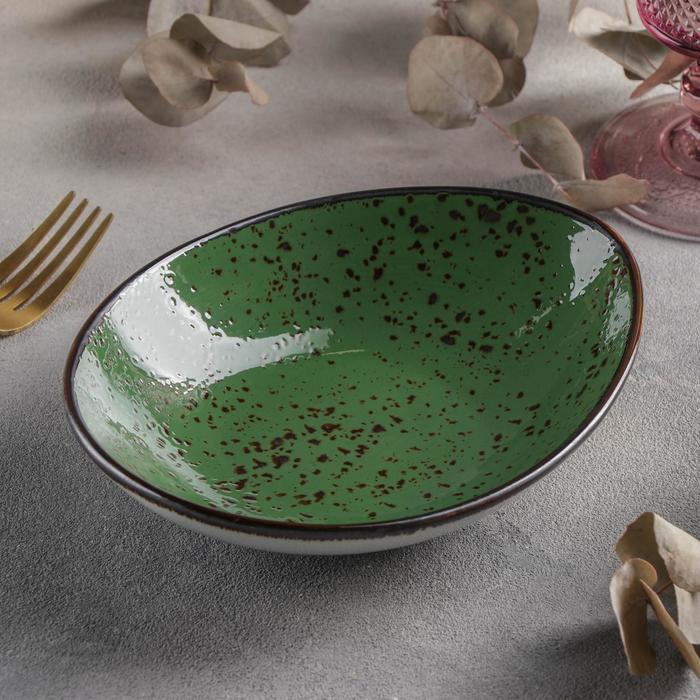 Салатник керамический «Созвездие», 19×14 см, цвет зелёный