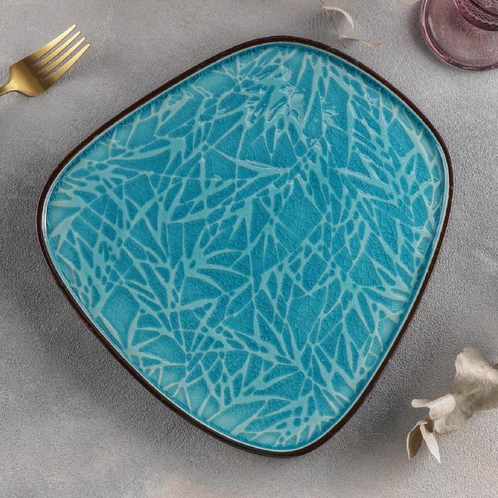 блюдо для подачи мрамор бело синяя 27 см Блюдо керамическое для подачи «Таллула», 27×26×1,5 см, цвет МИКС