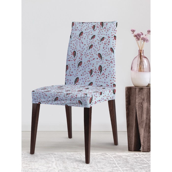 Чехол на стул «Снегири пригрелись на ветке», декоративный, велюр силиконовый чехол ленивец на ветке на huawei y5p