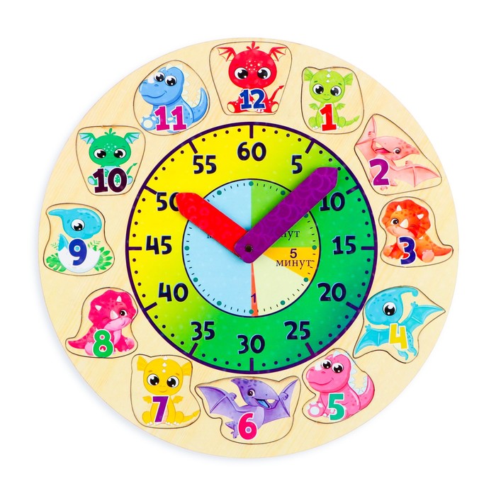 фото Часы детские развивающие "учим минуты" время игры