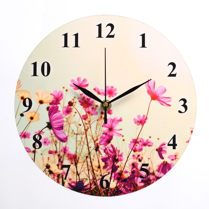Часы настенные, серия Цветы, Полевые цветы, плавный ход, 23.5 х 23.5 см