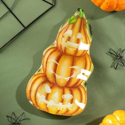 Блюдо стеклянное сервировочное Доляна «Хэллоуин. Тыквы», 20×11,2 см