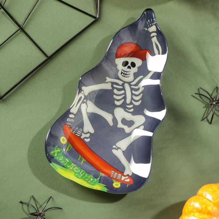 Блюдо сервировочное Доляна «Хэллоуин. Скелет», 20×11,2×1,8 см