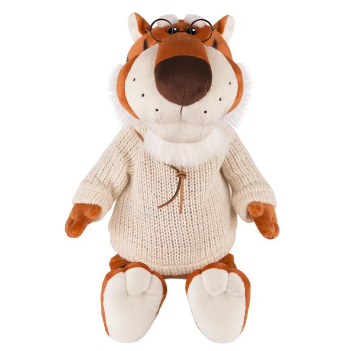 фото Мягкая игрушка «тигр степаныч в вязаном свитере и очках», 28 см maxitoys luxury