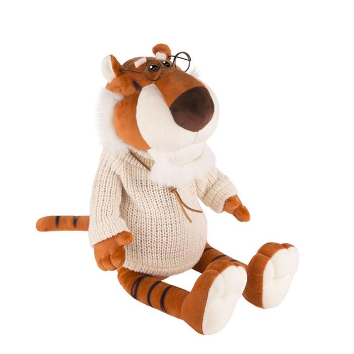 фото Мягкая игрушка «тигр степаныч в вязаном свитере и очках», 23 см maxitoys luxury