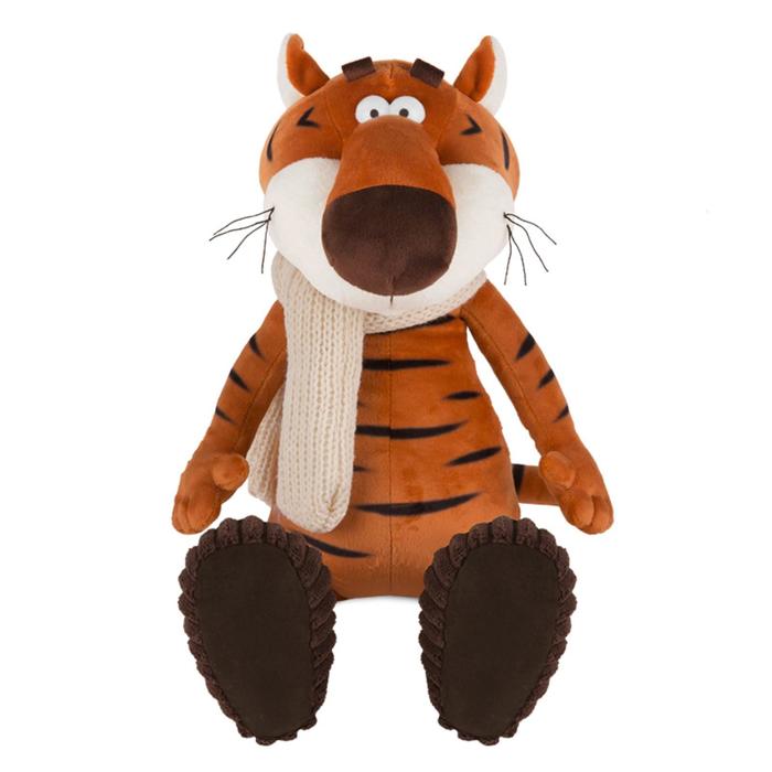 фото Мягкая игрушка «тигр костян в вязаном шарфе и уггах», 30 см maxitoys luxury