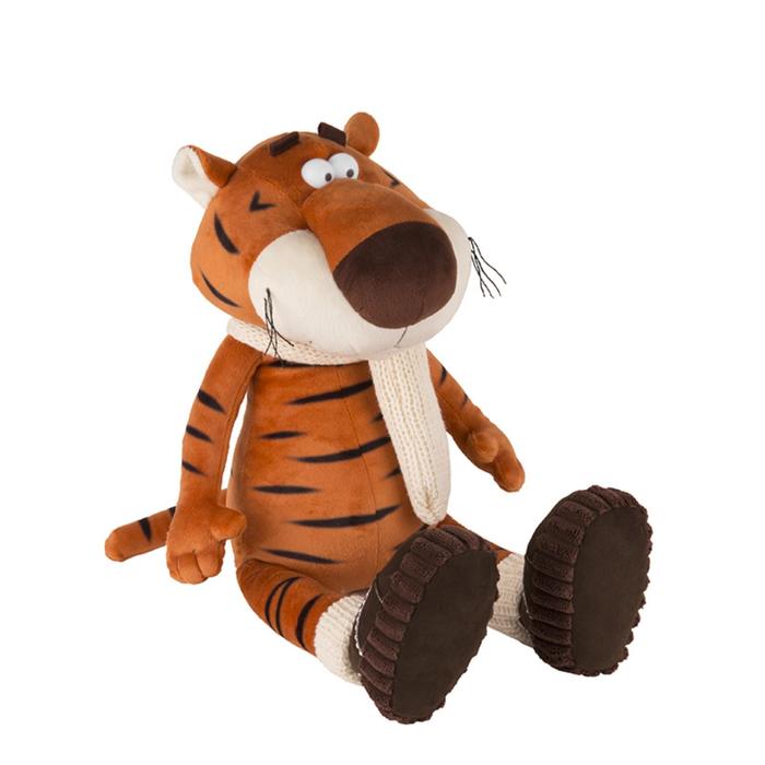 фото Мягкая игрушка «тигр костян в вязаном шарфе и уггах», 25 см maxitoys luxury