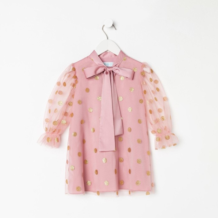 Платье детское нарядное KAFTAN горошек, рост 86-92, розовый платье kaftan хлопок нарядное однотонное размер 86 92 фиолетовый розовый