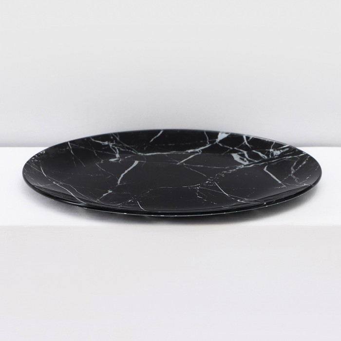 Набор столовый «Мрамор», 7 предметов: тарелка d=30 см - 1 шт, d=21,5 см - 6 шт, цвет чёрный