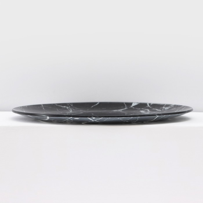 Набор столовый «Мрамор», 7 предметов: тарелка d=30 см - 1 шт, d=21,5 см - 6 шт, цвет чёрный