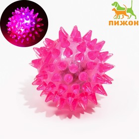 Мяч светящийся для животных малый, TPR, 4,5 см, розовый Ош