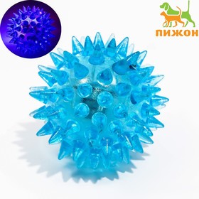 Мяч светящийся для животных малый, TPR, 4,5 см, голубой Ош