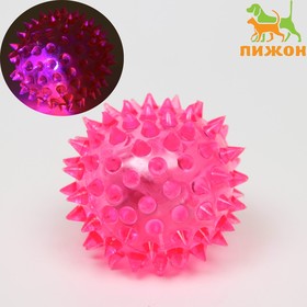Мяч светящийся для собак средний, TPR, 5,5 см, розовый Ош