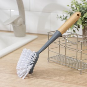 

Щётка для посуды Доляна Meli, 7×6,5×28 см, бамбуковая ручка, цвет чёрный