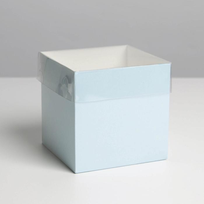 

Коробка для цветов с PVC крышкой, голубая, 12 х 12 х 12 см