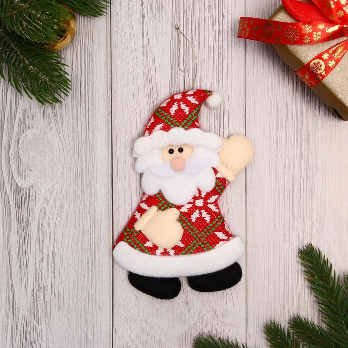 Мягкая подвеска Дед Мороз машет, 10х16 см, бело-красный мягкая подвеска дед мороз сидит 12х13 см красный