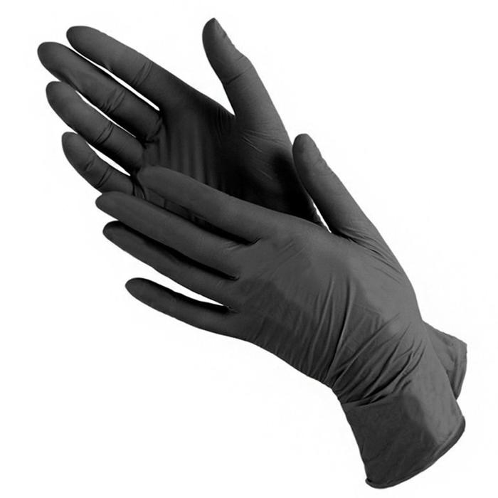 Перчатки медицинские, нитриловые, неопудренные, размер M, 50 пар, чёрные