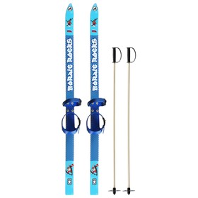 Лыжный комплект Junior, 120 см, с креплениями и палками длиной 90 см, цвета микс