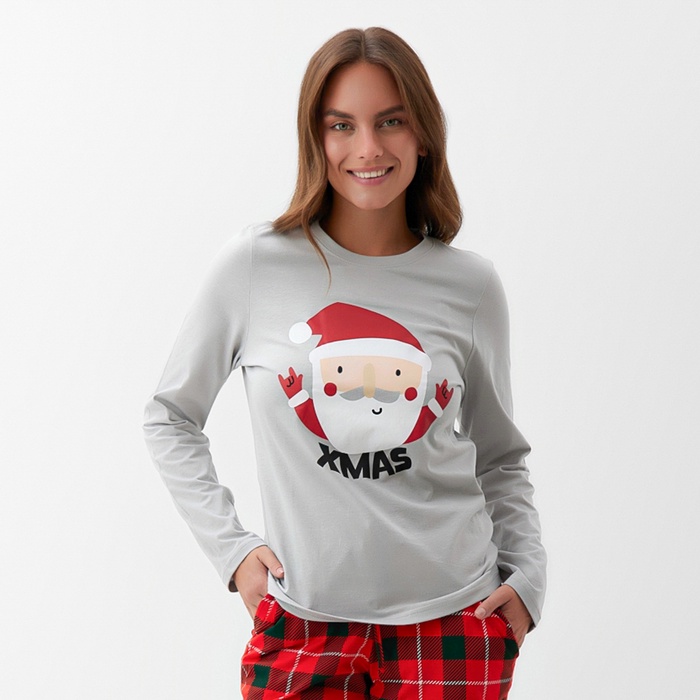 

Пижама новогодняя женская KAFTAN "Santa, цвет красный/серый," размер 52-54