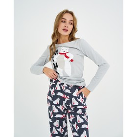 

Пижама новогодняя женская KAFTAN "Polar Bear", цвет серый/синий, размер 40-42