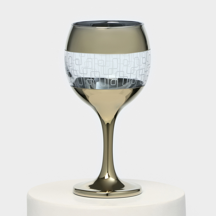 фото Набор бокалов «геометрия», 290 мл, с гравировкой и напылением, 6 шт, цвет напыления золотой gidglass