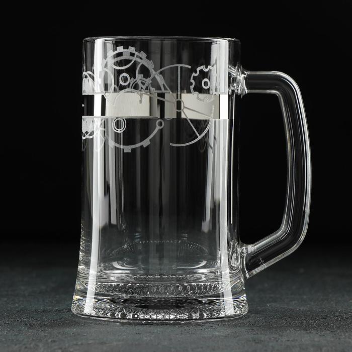 фото Кружка для пива «стимпанк», 480 мл, с гравировкой и напылением, цвет серебро gidglass