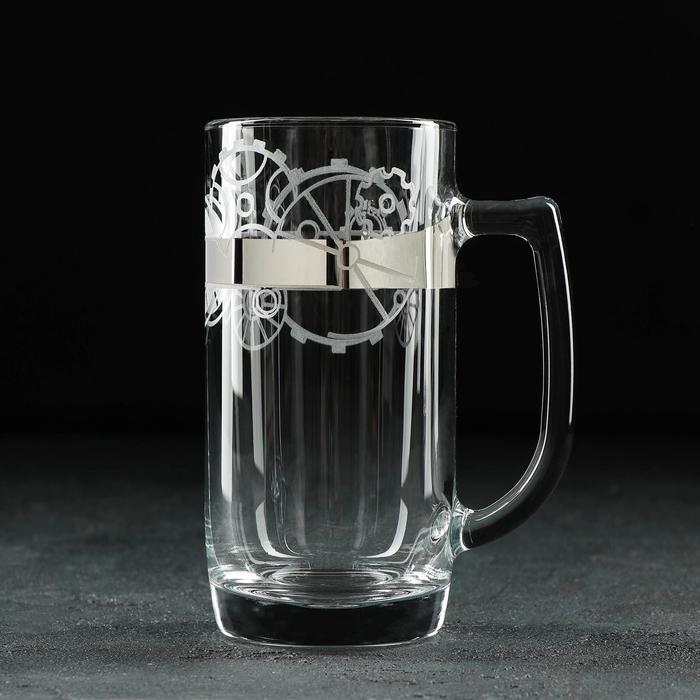 фото Кружка для пива «стимпанк», 330 мл, с гравировкой и напылением, цвет серебро gidglass