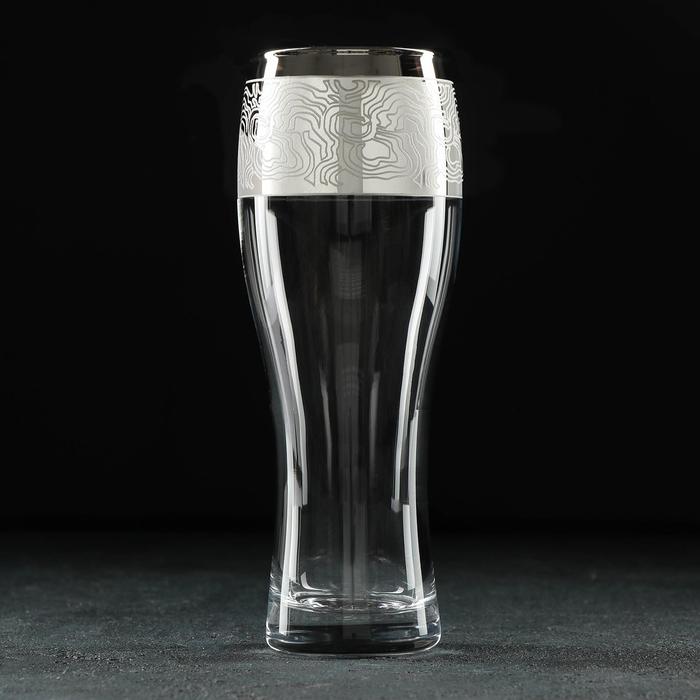 Бокал для пива Jungle, 500 мл, с гравировкой и напылением, цвет серебро