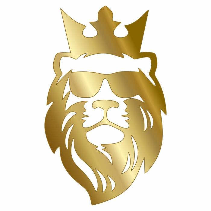 Наклейка Лев в короне и очках, золото, плоттер, 30 х 20 см