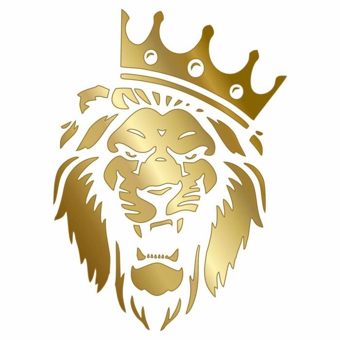 Наклейка Лев в короне, золото, плоттер, 20 х 30 см