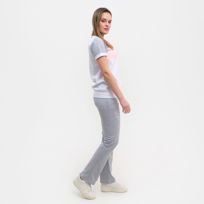 Комплект женский (футболка/брюки) цвет серый, размер 44