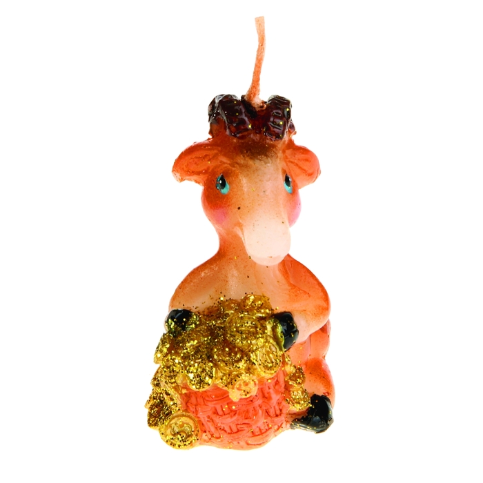 Свеча воск "Коза с мешком золотых монет"