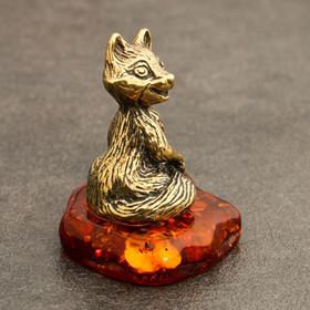 

Сувенир "Лисичка", латунь, янтарь