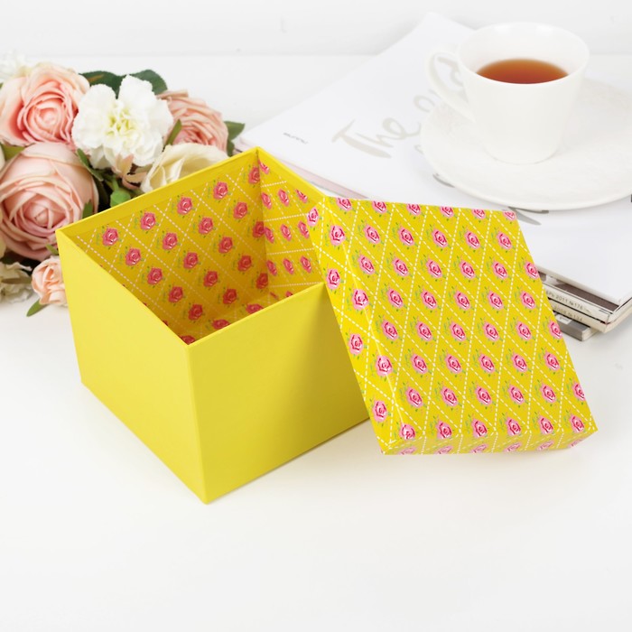 Набор коробок 3в1 "Королевский цветок", жёлтый, 18 х 18 х 13 - 14 х 14 х 11 см