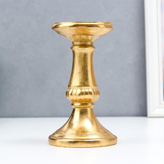 Подсвечник полистоун на 1 свечу Колонна золото 18х10,3х10,3 см