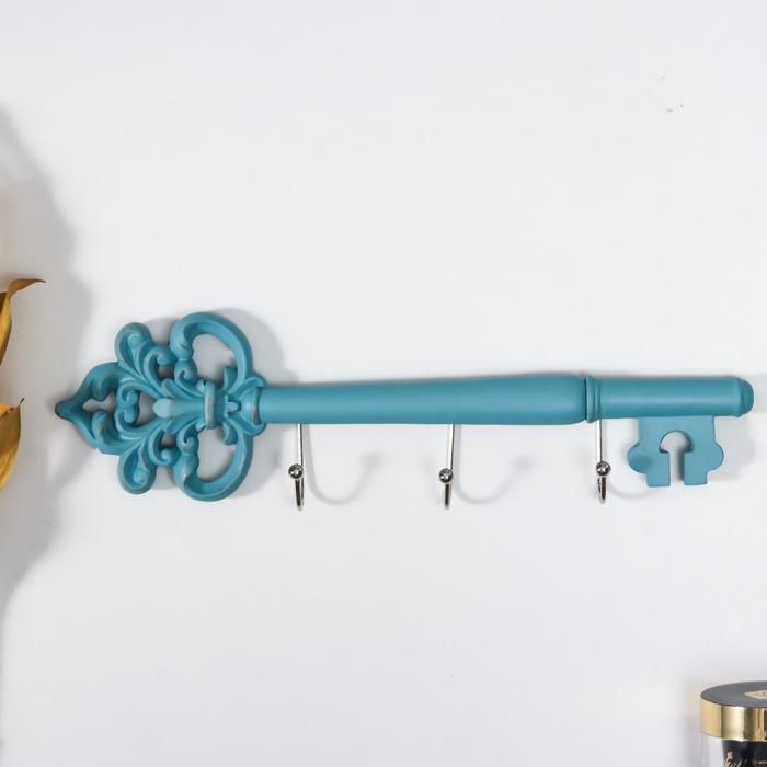 Крючки декоративные полистоун Ключ ажурный голубая патина 9х3х31,5 см