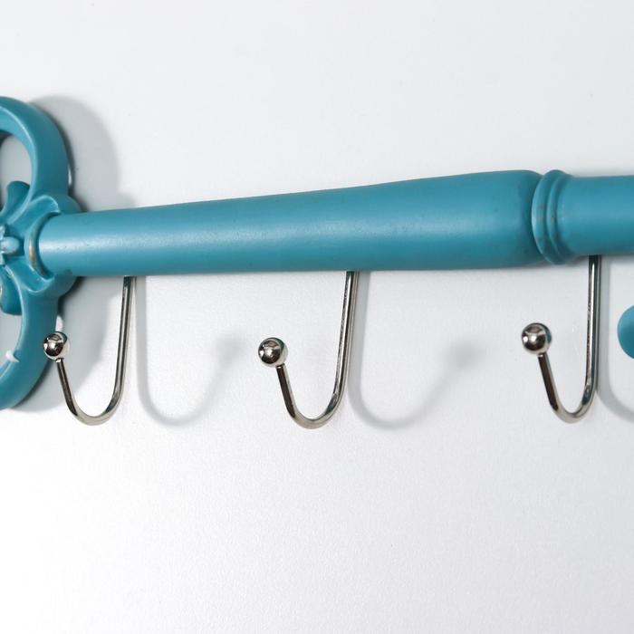 фото Крючки декоративные полистоун "ключ ажурный" голубая патина 9х3х31,5 см